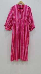 Vestido Largo de Verano Liana con Cuello en V, Manga Larga, Estampado a Rayas, 100% Algodón, para Fiesta - Product Image 6