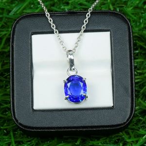 จี้รูปไข่แทนซาไนต์ 11CT เงินแท้ 925 จี้เงินแท้ประดับพลอยสีน้ำเงินธรรมชาติ ของขวัญสำหรับผู้หญิง ประจำเดือนธันวาคม - Product Image 1