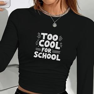 Camiseta de Manga Larga con Estampado Estilo Y2K para Mujer, Cuello Redondo, Tejido de Punto, Spandex, Poliéster, Corte Regular, para Todas las Temporadas - Product Image 6