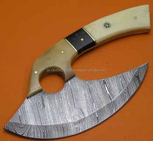 Cuchillo para Pizza de Acero de Damasco Industrial de Alta Calidad, Hecho a Mano, con Doble Hoja en Forma de Hacha - Product Image 4