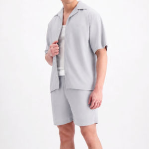 Mens Summer Short Sleeve Shirt And Shorts <b>Set</b> Casual Two Piece Loungewear Custom OEM ODM Supplier Premium Quality Apparel <b>Set</b> XL - Product Image 3