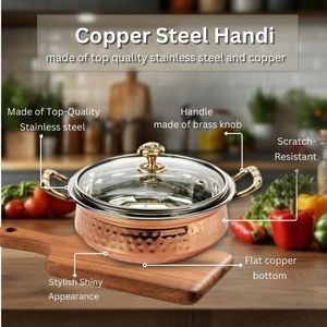 Juego de Vajilla Clásico Ecológico de Acero Inoxidable y Cobre con Base Martillada, No Tóxico, Duradero, Apto para Lavavajillas, para el Hogar - Product Image 2