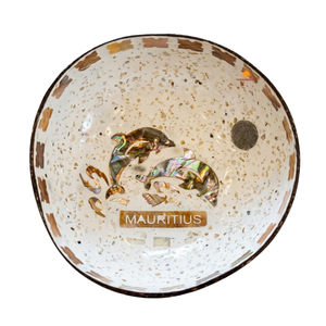 Bol en noix de coco en nacre de Maurice, mosaïque artisanale, incrustation naturelle, bol décoratif unique, souvenir d'art - Product Image 1