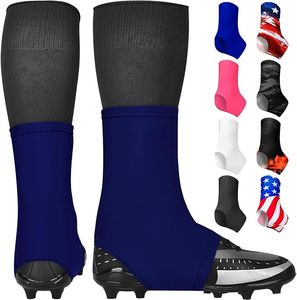 Navy Blue Soccer <b>Socks</b> With Black Mesh Cuff Moisture Wicking <b>Polyester</b> Adult All Seasons Solid Color Cleat cover - Product Image 1