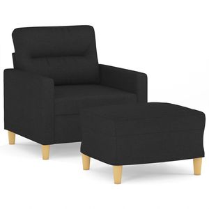 Fauteuil en mousse avec repose-pieds en polyester noir et contreplaqué métallique, meuble élégant pour salon - Product Image 2
