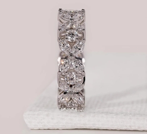 Marquise Cut Moissanite Full <b>Eternity</b> Band Sterling <b>Silver</b> Hip Hop Engagement Anniversary Wedding <b>Ring</b> Stackable Gift - Product Image 4