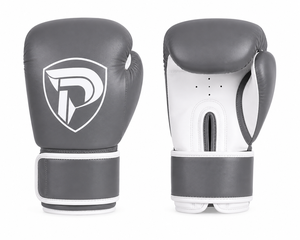 Guantes de Boxeo Profesionales Portátiles Dumela International, Color Gris Blanco, Cuero Genuino, Personalizados, Alta Calidad, Entrenamiento Vertical - Product Image 1