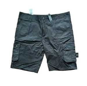 Shorts cargo pour hommes, couleur unie, taille mi-haute, taille élastique, décontracté, tissé, respirant, infroissable, avec cordon de serrage, polyester/coton - Product Image 2