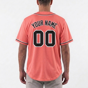 Camiseta de Béisbol Personalizada Premium de Coral para Hombre, Manga Corta, Espalda de Malla, Nombre, Número, Camiseta de Equipo, Hecha en Pakistán - Product Image 4