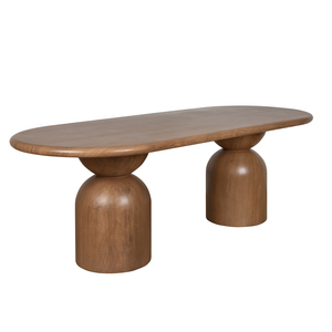 Modern Minimalist <b>Oval</b> GFRC <b>Dining</b> <b>Table</b> with Dual Pedestal Legs Stable Structure Durable <b>for</b> Hotel/Workshop Use - Product Image 3