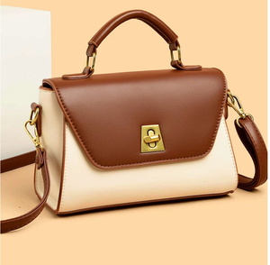 Ribbed sage green <b>leather</b> <b>bag</b> with brown trim and a silver clasp. Everyday elegance available at wholesale prices. - Product Image 3