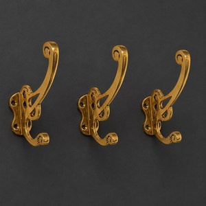 SHUBHAM Gold Brass Wall <b>Hook</b> Double <b>Coat</b> <b>Hook</b> <b>Decorative</b> Ironside Mounted Hanger for Entryway Bedroom Bathroom - Product Image 4