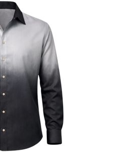 Chemise Formelle Homme Gris Noir Ombré en Coton Premium à Manches Longues Boutonnée Style Smart Casual Fabricant Personnalisé OEM Fourniture en Gros - Product Image 4