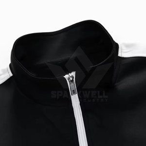 <b>Men</b> Tracksuit Black <b>White</b> Stripe Full Zip Sporty <b>Jacket</b> Pants Set Breathable Regular Fit Autumn Wear Solid Design - Product Image 3