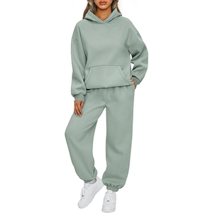 Conjunto de Sudadera con Capucha y Pantalones de Felpa Extra Grandes para Mujer, Chándal Informal de Invierno de Dos Piezas, Ropa de Estar por Casa, Mezcla de Algodón Suave - Product Image 1