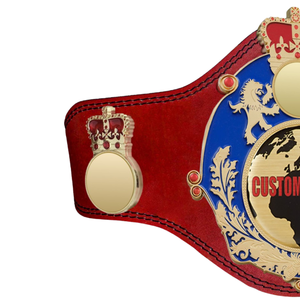 Nouvelle ceinture de champion personnalisée avec emblème de couronne et design globe, ceinture de titre en cuir rouge de qualité supérieure pour les sports - Product Image 3