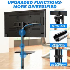 ขาตั้งทีวีแบบเคลื่อนย้ายได้ สำหรับทีวีจอแบน/โค้ง LCD LED ขนาด 23-60 นิ้ว รับน้ำหนักได้ถึง 88 ปอนด์ - Product Image 4