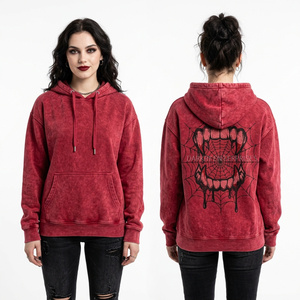 Hoodie Tie-Dye Personnalisé pour Femme, Coupe Courte, Ourlet Brut, Effet Délavé à l'Acide, Motif Fille Gothique Anime Vampire, Pull Streetwear, Fabricant - Product Image 5