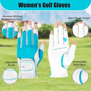 Guantes de Golf sin Dedos para Hombre, de Cuero Genuino Blanco, Antideslizantes, Transpirables, que Absorben la Humedad, con Correa de Muñeca Ajustable - Product Image 5