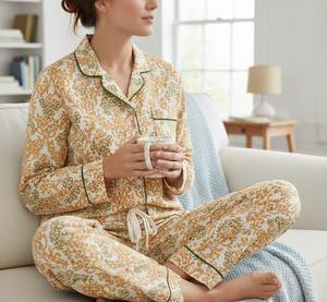 Ensemble de pyjama pour femmes en coton doux imprimé à la main, fabricant en gros en Inde - Product Image 4