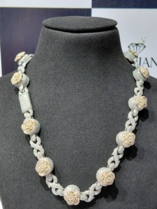 Luxury Rose Flower Cuban Link Moissanite Chain 925 Sterling Silver Two Tone Hip Hop <b>Statement</b> <b>Necklace</b> Pass Diamond Tester - Product Image 2