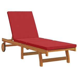 Chaise longue inclinable en bois d'acacia massif, couleur marron, 63 x 199 x 85 cm - Product Image 2