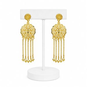 Wholesale 14K 18K 24K <b>Gold</b> Plated Fashion <b>Dangle</b> <b>Earrings</b> Turkish Flower Design <b>Gold</b> Filled <b>Earrings</b> Dubai Style <b>Dangle</b> <b>Earrings</b> - Product Image 1