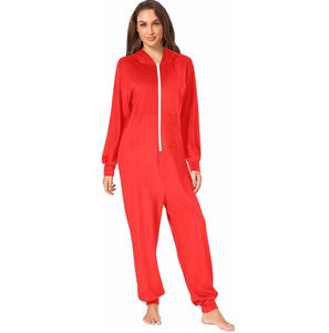 Combinaison élégante et confortable pour femmes, en tricot polaire, 100% coton, respirante, douce, rose uni, vêtements de nuit de qualité supérieure, logo sur le devant - Product Image 4