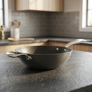 Elegant and Premium Nitrile Coated <b>Cast</b> Iron Frying <b>Pan</b> 24 Cm with Even Heat for Saute and Grill Cooking - Product Image 2
