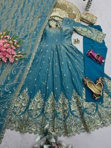 Best Selling Indian Pakistani Modest Anarkali Suit, Long Crepe Silk Salwar Kameez Traditional Party & Wedding Wear Women's Suit - Product Image 2