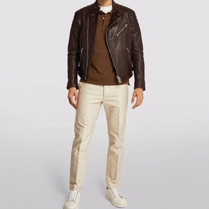 PIHA SPORTS Men's Slim Fit <b>Cafe</b> <b>Racer</b> Motorcycle <b>Jacket</b> Black Brown Real Lambskin Waterproof Reversible Eco-Friendly Winter - Product Image 4