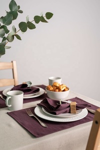 Nouvelle arrivée 100% serviettes en lin adouci ensemble petites serviettes en tissu pour salle à manger et mariage Table lin tapis & Pad - Product Image 4