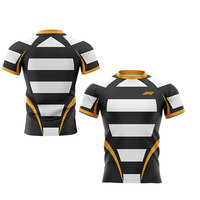 Jersey Rugby Lengan Pendek Bahan 100% Poliester Anti-Bakteri Ringan Desain Kustom Unisex Layanan OEM Berkualitas Tinggi