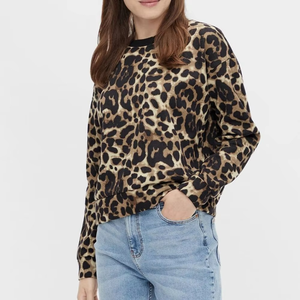 Sudadera de Cuello Redondo para Mujer, Color Sólido, Manga Larga, Tejida en Algodón/Fibra de Bambú, Ecológica, Transpirable, Informal, para Otoño - Product Image 3