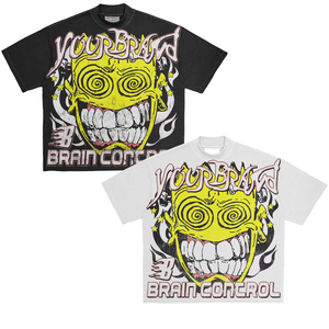 Camiseta de cuello redondo de diseño personalizado para hombre de moda Jersey de algodón de peso pesado para impresión de soplo 3D - Product Image 5