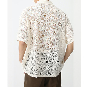 Chemise décontractée texturée en dentelle pour homme, collection été 2026, personnalisable, fabriquée par TRIOTAKE INDUSTRY - Product Image 4