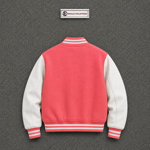 PREMIUM <b>CORAL</b> PINK LETTERMAN VARSITY <b>JACKET</b> FOR MEN Regular Fit Turn-down Collar Single Breasted Casual Autumn Wear PREMIUM STRE - Product Image 6