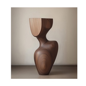 Sculpture en bois irrégulière moderne, faite à la main, décoration artistique de table pour salon - Product Image 4