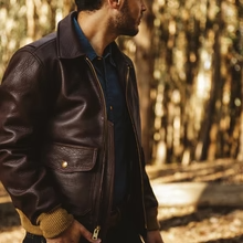 High Quality Leather Aviator <b>Pilot</b> Bomber <b>Jacket</b> Spring Formal Waterproof Vintage Front Logo Sample Service Available - Product Image 2
