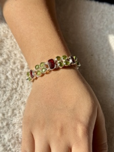 Pulsera de Plata 925 para Mujer, con Diseño de Piedras Preciosas Multicolores, Cómoda de Usar - Product Image 5