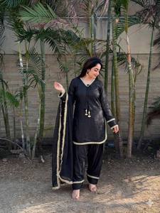Designer Farsi Salawar <b>Set</b> Elegant Ethic wear Crafted in Classy Tones with premium satin fabric & Detailing - Product Image 5