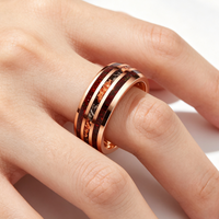 Bague en carbure de tungstène avec incrustation opale rouge, feuille d'or et météorite, bord poli, pour homme, alliance de mariage, ajustement confortable, bijou de fiançailles et de promesse