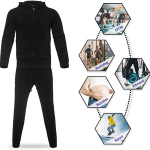 Men's Black Cotton Tracksuit Hoodie and Pants Set Full <b>Zip</b> <b>Hooded</b> Sweatshirt with Side Pockets Casual Autumn Wear Tracksuits - Product Image 5