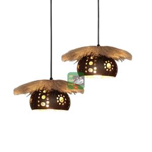 Lámpara Colgante Hecha a Mano con Cáscara de Coco, Estilo Bohemio, Redonda, para Decoración de Interiores, Sala de Estar - Product Image 4
