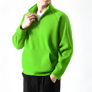 Men's <b>Brown</b> Quarter Zip <b>Fleece</b> Sweatshirt Regular Fit Stand Collar Pocket Casual Autumn Wear - Product Image 6