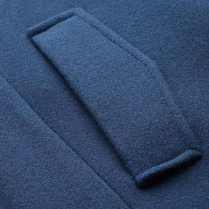 Abrigo Largo de Lana Azul para Hombre, Solapa con Muescas, Cierre de un Botón, Gabardina Cálida para Otoño, Estilo Casual - Product Image 6