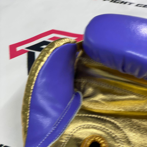 Gants de boxe personnalisés bleus et dorés, best-sellers, « No Boxing No Life », avec lacets réglables au poignet, en cuir, unisexes, pour le sparring. - Product Image 4