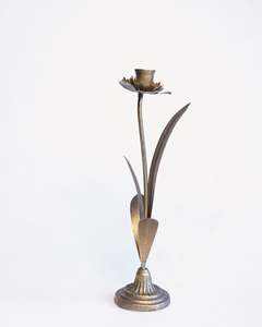 Antique Gold Metal Flower <b>Candlestick</b> Holder Decorative Floral Candle Stand for Table Centerpiece Event Decor - Product Image 3