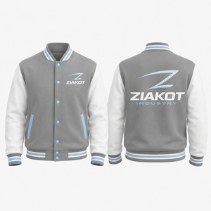 เสื้อแจ็คเก็ตวาร์ซิตี้สีเทา-ดำสำหรับผู้ชาย ZIAKOT ทรงปกติ คอปกพับได้ ปิดด้วยกระดุม พิมพ์ลายแบบ Heat-Transfer เหมาะสำหรับใส่ในฤดูใบไม้ร่วง - Product Image 2