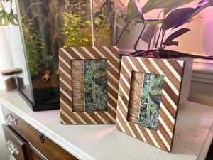 Natural Acacia Wooden <b>Photo</b> Holder With Resin inlay Work For Decorative use at office home living room interior - Product Image 3